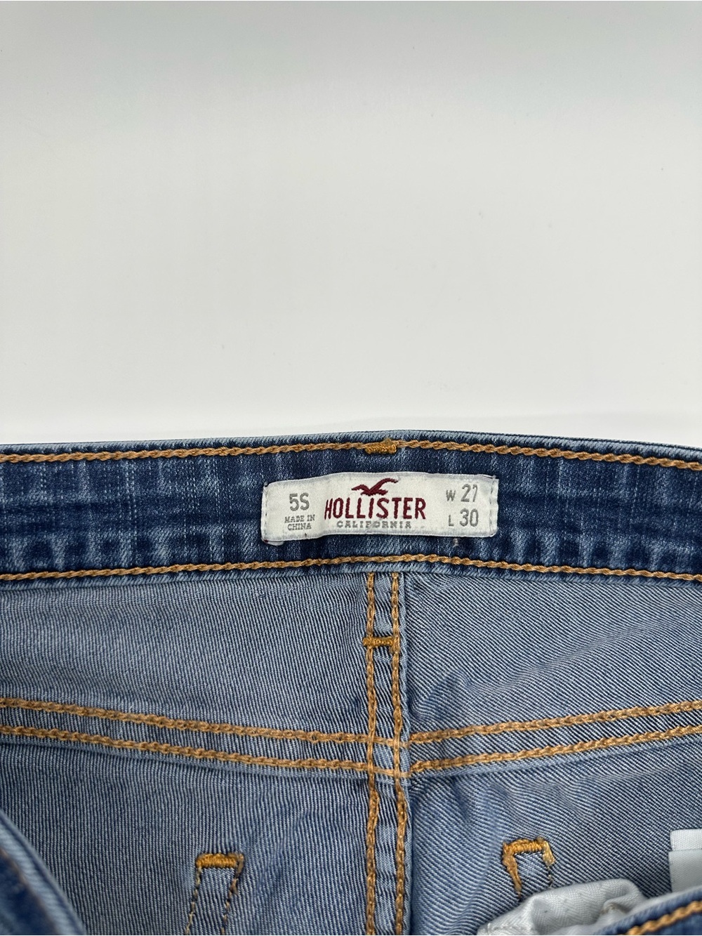 Hollister Distressed Skinny Jeans Blue Ripped Knee Size 27 5S (Preowned) - Picture 10 of 12